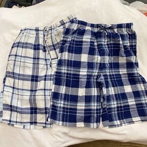 Bundle of 2 American Heaven Flannel Shorts Small Blue Plaid Pull On